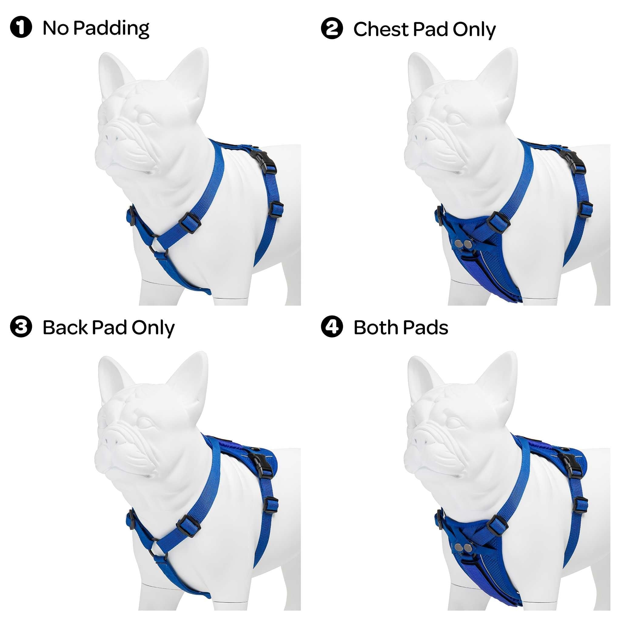 VOYAGER Freestyle Dog Harness on Dog Mannequin in Royal Blue - Compilation