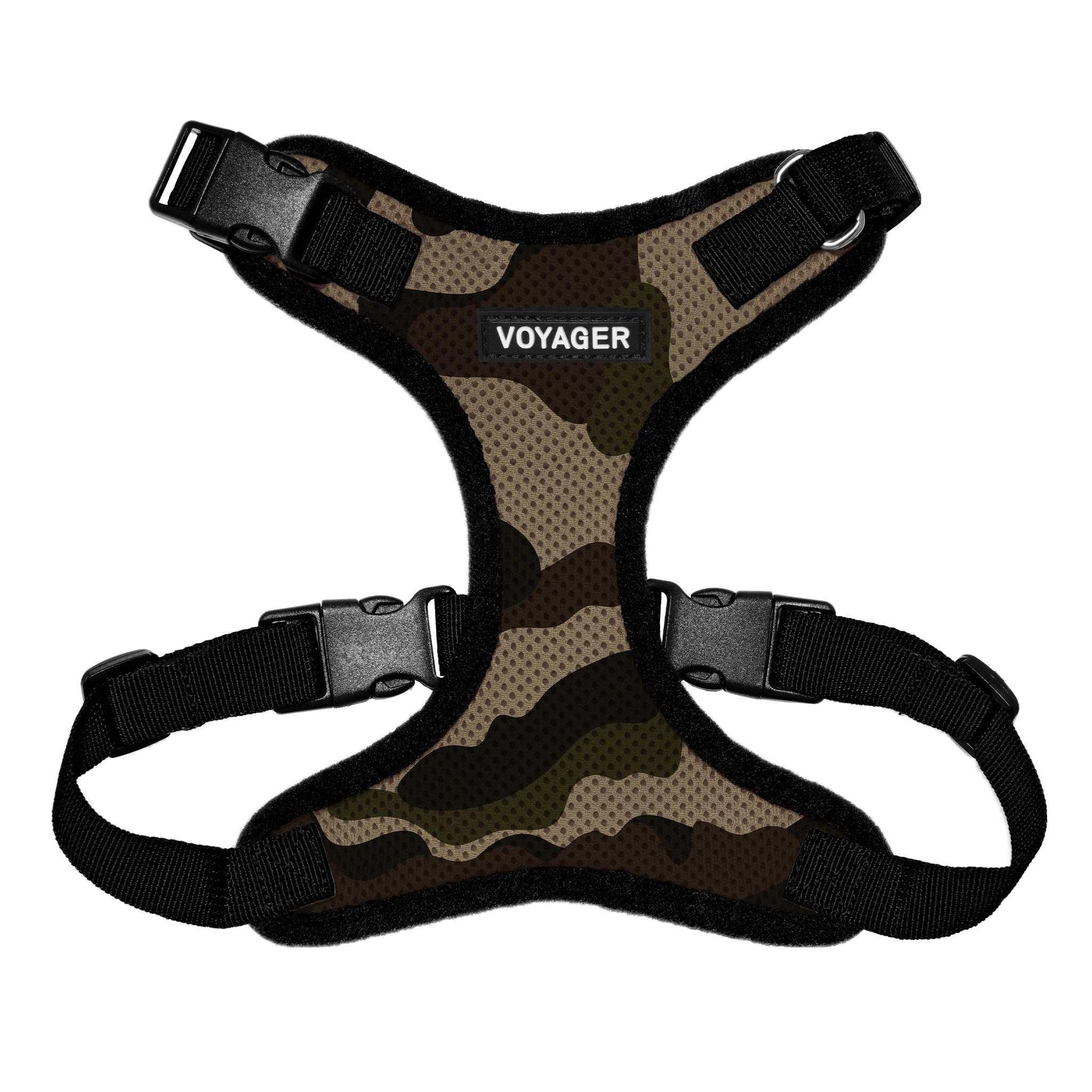 VOYAGER Step-In Lock Dog Harness in Camo with Black Trim and Webbing - Front