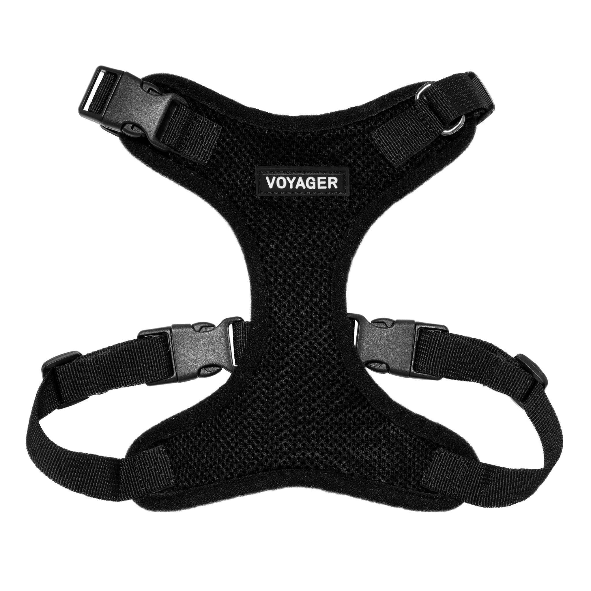 VOYAGER Step-In Lock Dog Harness in Black with Matching Trim and Webbing - Front