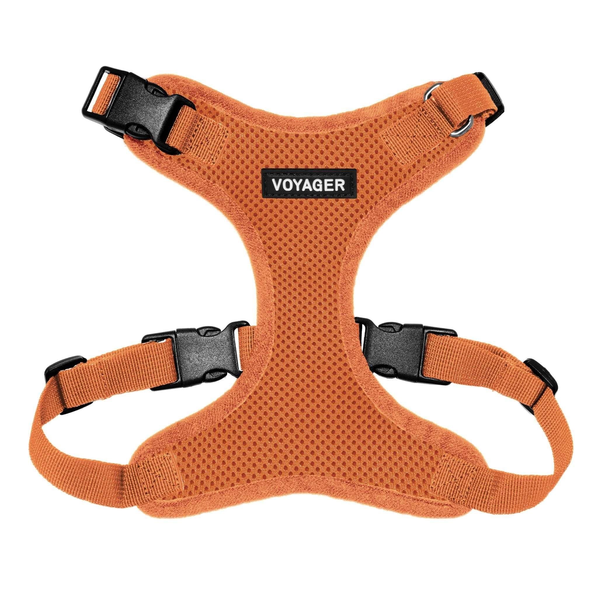 VOYAGER Step-In Lock Dog Harness in Orange with Matching Trim and Webbing - Front