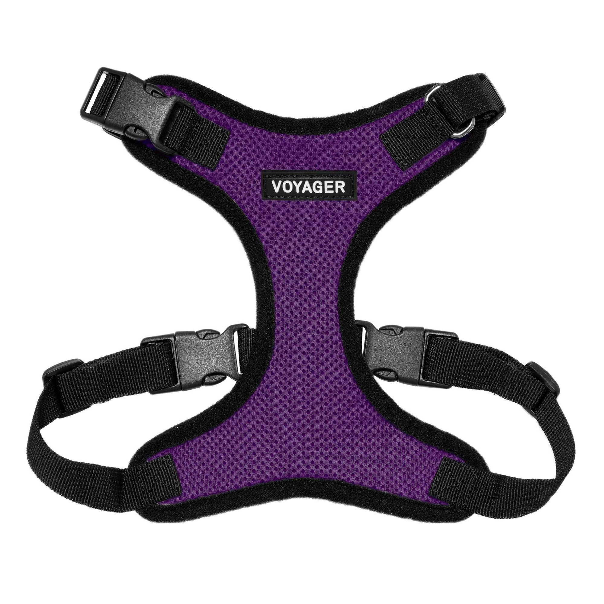 VOYAGER Step-In Lock Dog Harness in Purple with Black Trim and Webbing - Front