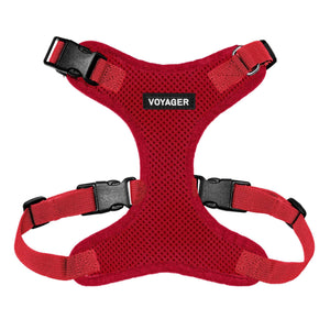 VOYAGER Step-In Lock Dog Harness in Red with Matching Trim and Webbing - Front
