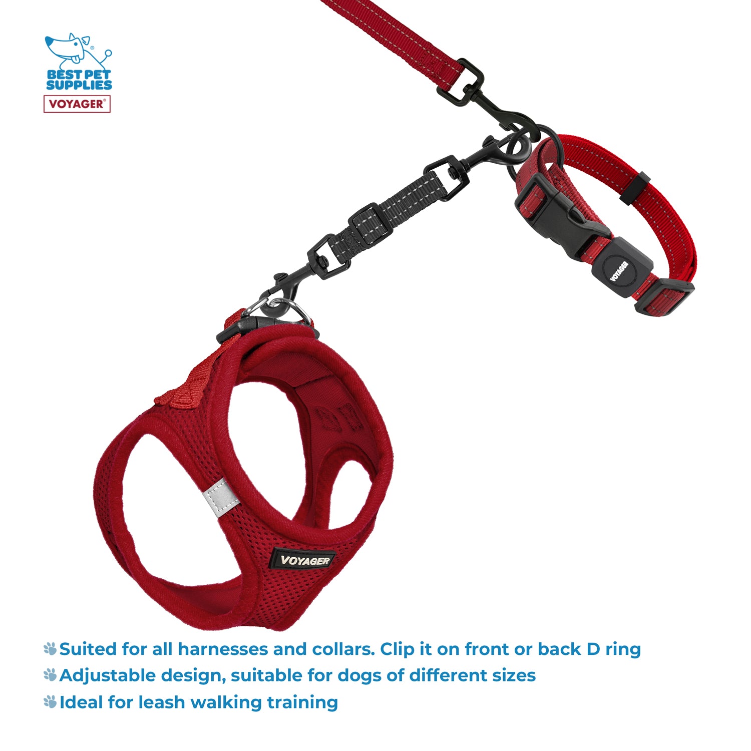 Dog Collar Safety Clip With Dual Clasps & No Pull Harness Connectors -  VOYAGER Dog Harnesses